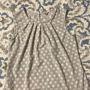 White & Gray Polka Dot Sleeveless Top